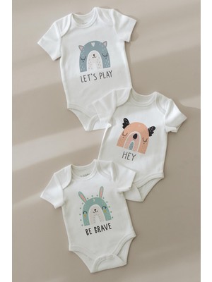Lilabio %100 Organik Pamuk 3lü Baskılı Kısa Kollu Bebek Body