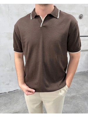 Difransel Jeans Erkek Çizgi Şeritli Polo Yaka Triko T-Shirt