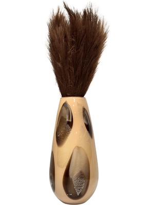 Lara Decor Kahve Benekli Simli Uzun Vazo