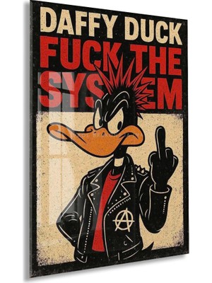 Daffy Duck Fu.k The System Cam Tablo – Punk Temalı Duvar Dekorasyonu - PEONY109