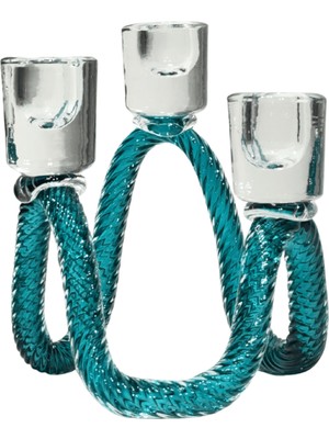 Lara Decor 3'lü Burgu Desen Turkuaz Şamdan