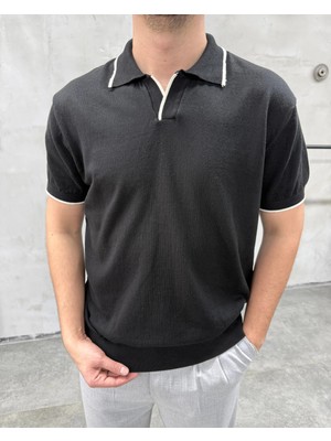 Difransel Jeans Erkek Çizgi Şeritli Polo Yaka Triko T-Shirt