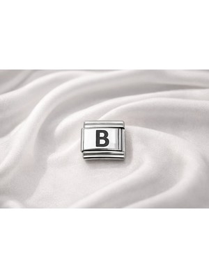 Sylar Nomination Uyumlu B Harfi Charm – Çelik Harfli Bileklik Aksesuarı , Kişiye Özel Modüler Takı