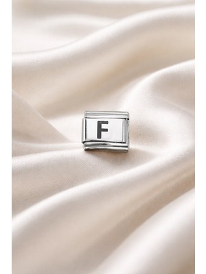 Sylar Nomination Uyumlu F Harf Charm , Çelik Bileklik Aksesuarı , Kişiye Özel Harf Modülü , Şık & Minimal