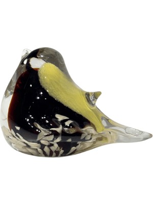 Lara Decor Siyah & Sarı Cam Kuş