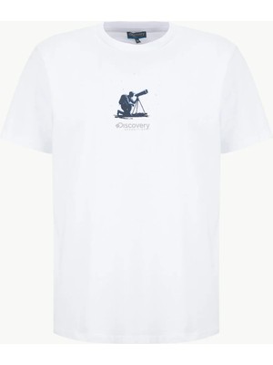 Discovery Expedition D6SM-TST3888 Beyaz Bisiklet Yaka Relaxed Düz Erkek T-Shirt
