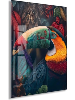Detaylı Tukan Illüstrasyonu – Tropik Atmosfer Cam Duvar Sanatı - PEONY121