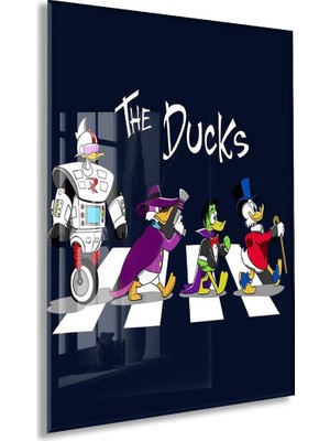 The Ducks Mizahi Cam Duvar Tablosu – Çapraz Geçit Konseptli Karakter TASARIM-PEONY106