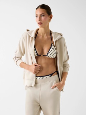 Guess Guessxns Fermuarlı Kapüşonlu Kadın Krem Sweatshirt W6GQ03K2656-A115