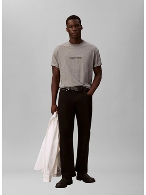 Calvin Klein Gri Erkek T-Shirt LV040HM228P7E_SS Rlxd Standard Logo