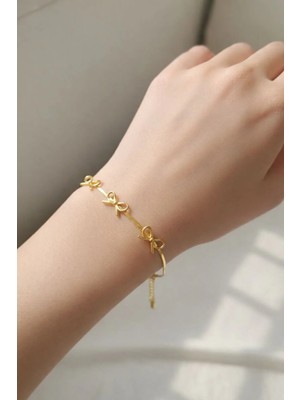 Gold Fiyonk Detaylı Zarif Kadın Bileklik