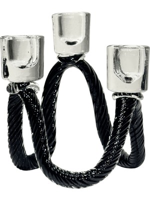 Lara Decor 3'lü Burgu Desen Siyah Şamdan