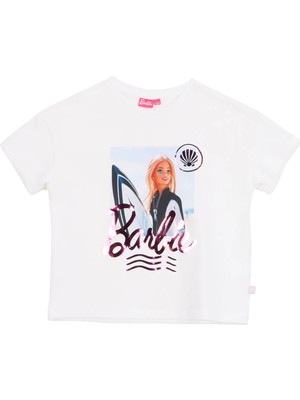 Barbie Baskılı Ekru Kız Çocuk T-Shirt BRB6SG-TST6424