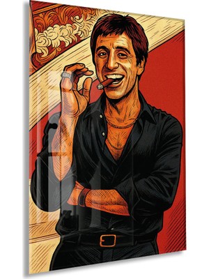 Tony Montana Cigar Art – Gangster Film Temalı Cam Tablo - PEONY112