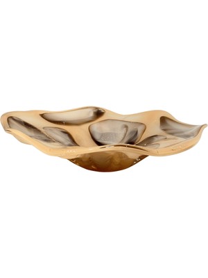 Lara Decor Kahve Benekli Simli Cam Tabak