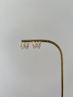 Marsel Özel Seri Kelebek Kristal Taşlı Xp Klipsli Gold Küpe