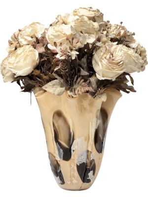 Lara Decor Kahve Benekli Simli Kıvrım Vazo