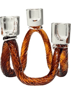 Lara Decor 3'lü Burgu Desen Amber Şamdan