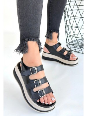 Erbilden Jatay Siyah Cilt Sandalet