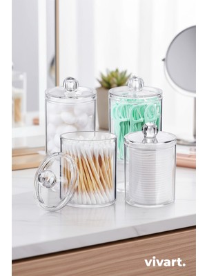 Vivart  4 Adet Kristal Banyo Düzenleyicisi Kulak Pamuğu Pamukluk Diş İpi Pamukluk Organizer