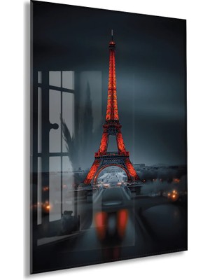Eiffel Tower Night Glass Wall Art – Premium Tempered Glass Print - PEONY045