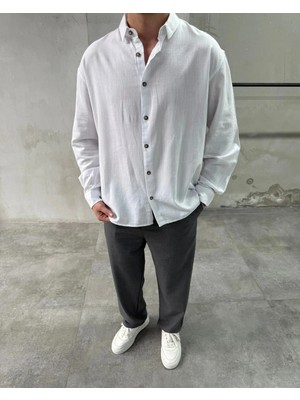 Difransel Jeans Erkek Basic Keten Relaxed Fit Gömlek