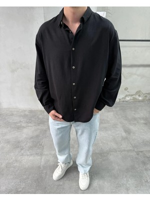 Difransel Jeans Erkek Basic Keten Relaxed Fit Gömlek