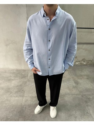 Difransel Jeans Erkek Basic Keten Relaxed Fit Gömlek