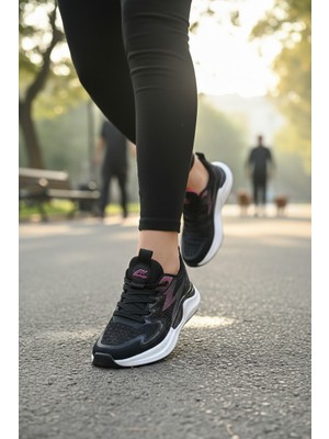 Enoch Kadın Spor Ayakkabı Desenli Nefes Alabilir File Sneaker  Taban Koşu Yürüyüş Ayakkabısı