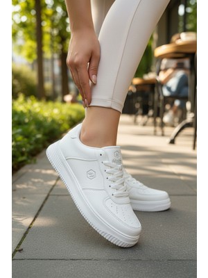 Enoch Kadın Beyaz Spor Ayakkabı Ortopedik Tabanlı Casual Sneaker