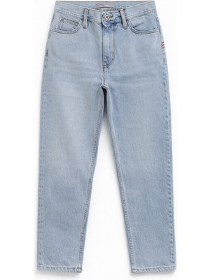 Markapia Kadın Yüksek Bel Açık Mavi %100 Pamuk Mom Jean Pantolon