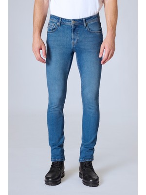 Twister Panama x 816-01 Middle Blue Likralı Dar Kesim Erkek Kot Pantolon Mavi