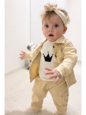 Leona Baby Krem 3'lü Erkek Bebek Takım