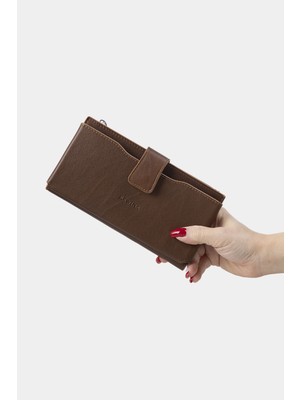Massarelli x Rewina Hakiki Deri Kadın Portföy Cüzdan Kartlık ve Para Bölmeli Kahverengi MCZ9720