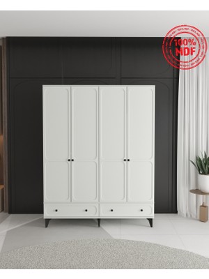 T&B Irmak 4 Kapaklı Çekmeceli Gardırop - Tamamı Mdf