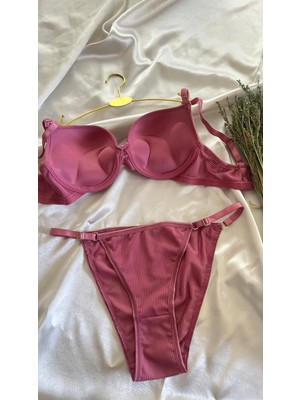 Nivene Gül Kurusu Çift Dolgulu Double Push Up Sütyen Takımı