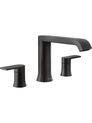 Moen Genta Lx Mat Siyah Iki Saplı Güverte Üstü Modern Roma Küvet Bataryası, Yaygın Küvet Bataryası S