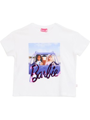 Barbie Baskılı Ekru Kız Çocuk T-Shirt BRB6SG-TST6549