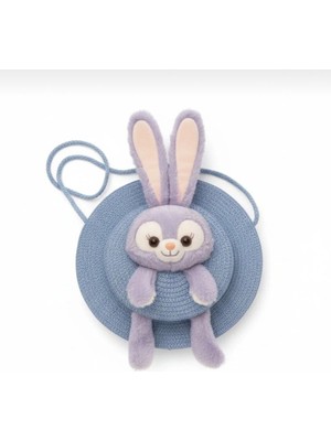 Stellalou Stella Lou Mor Tavşan Hasır Askılı Genç Kız Çocuk Bebek Çanta 23 cm Hediyelik