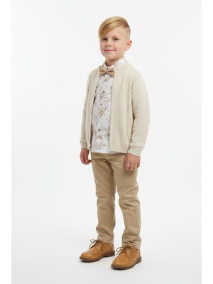 Terry Triko Hırka, Gömlek-Papyon, Pantolon Erkek Çocuk 4lü Takım