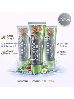 Biomed Gum Health Diş Eti Bakım Koruma Diş Macunu Doğal Bitkisel Florürsüz Vegan 3 Adet