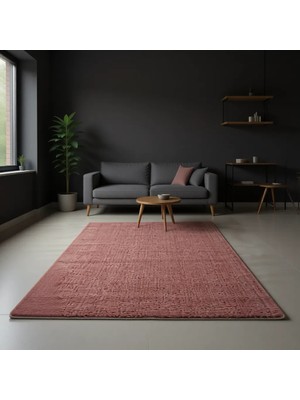 Balat Halı Raschel Carpet Yumuşak Peluş Halı Pembe 200 x 480 cm Kaymaz Taban Düz Tema Yıkanabilir