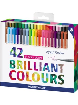 42'li Staedtler 334 C42 Triplus Üçgen Fineliner 0.3 mm Ana Renkler İle Tasarruflu Kullanım