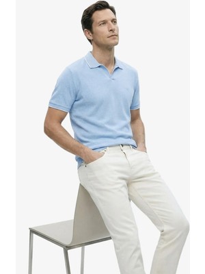 Fabrika Jakarlı Açık Mavi Erkek Polo T-Shirt Serıus Nb