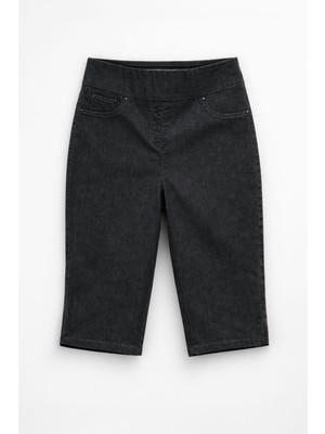 Markapia Kadın Yüksek Bel Likralı Esnek Siyah Jean Şort