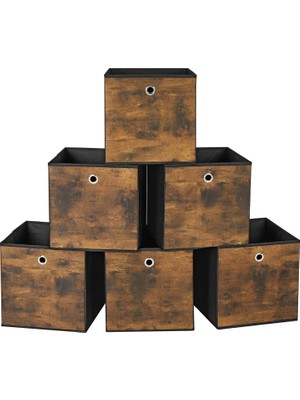 Songmics Saklama Kutusu, 6'lı Set, Düzenleme Kutuları, Dokunmamış Kumaş, Katlanır Kutu, 30 x 30 x 30