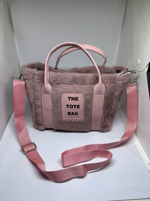 Livayss Çanta Paris Peluş ve Kürklü Pembe Kadın El ve Omuz Çantası
