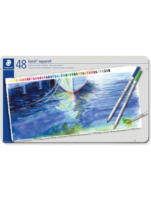 Staedtler 125 M48 Karat Aquarell Kuru Boya 48'li Renkli Mat Siyah Sürdürülebilir Kalemler