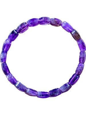 Bütüncül Şifa Ametist Doğal Taş Bileklik (Dikdörtgen Kesim)