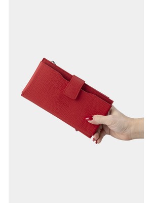Massarelli x Rewina Hakiki Deri Kadın Portföy Cüzdan Kartlık ve Para Bölmeli Kırmızı MCZ9720